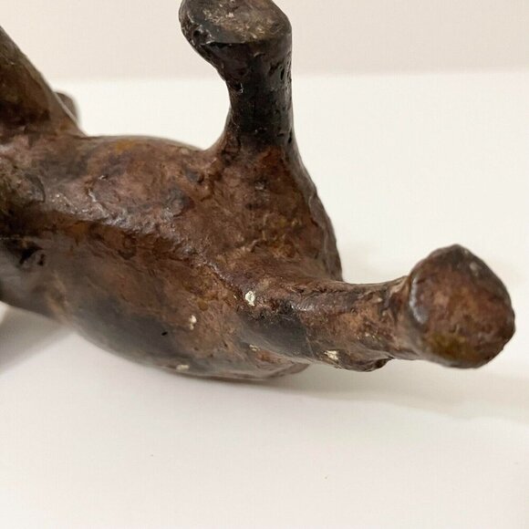 Vintage Elephant Trunk Up Metal Figurine 6 Inch Long Figure Flaws - Picture 14 of 16